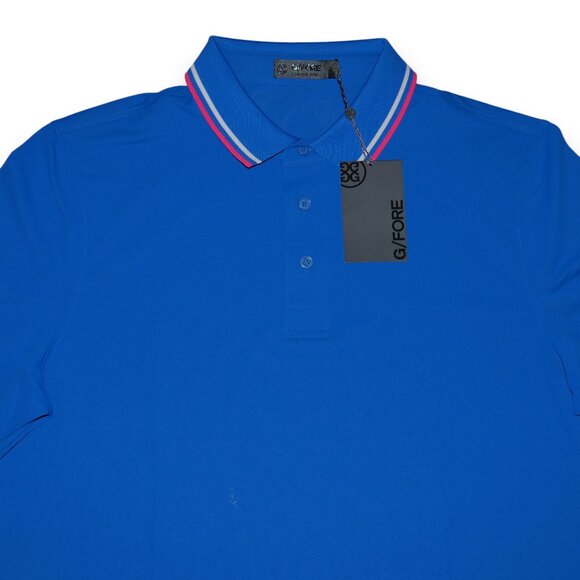 G/FORE Contrast Dual Lines Banded Sleeve Tech Pique Golf Polo New with Tags! - Picture 9 of 12